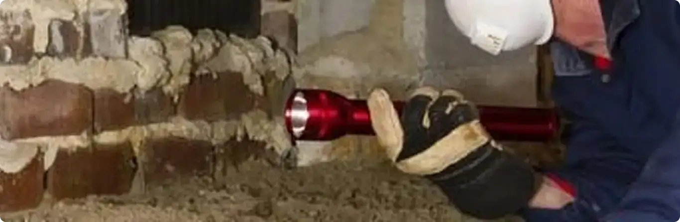 Pest control technician inspecting a crawl space for ant activity in Miami, FL